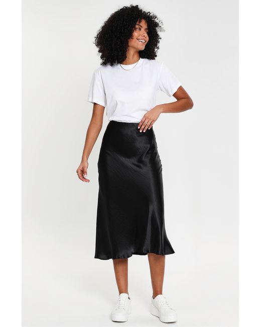 Threadbare White 'Marie' Satin Midi Skirt