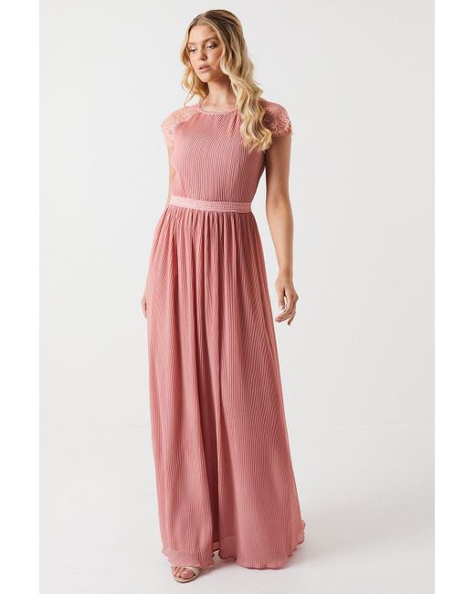 Oasis Pink Delicate Lace Bodice Maxi Bridesmaids Dress