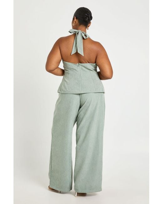 Boohoo Green Plus Peached Wide Leg Trouser