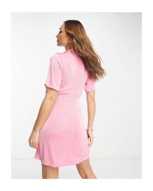 Closet Pink Drape Shirt Mini Dress