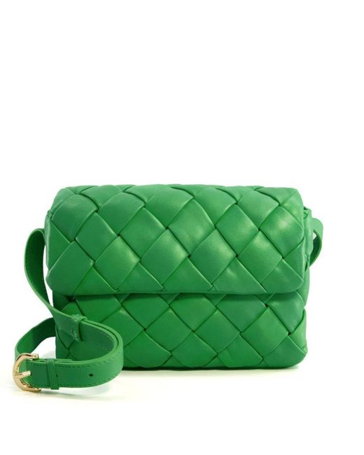 Dune Green Dempsy Small Woven-leather Crossbody Bag Leather