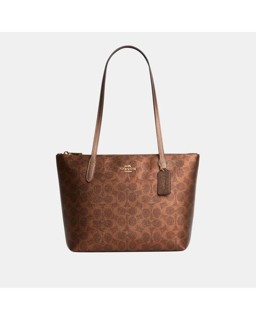 COACH Brown Fiona Zip Tote