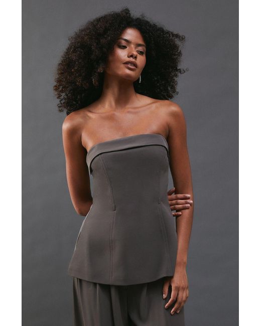 Warehouse Gray Top Basic Sleeveless Woven