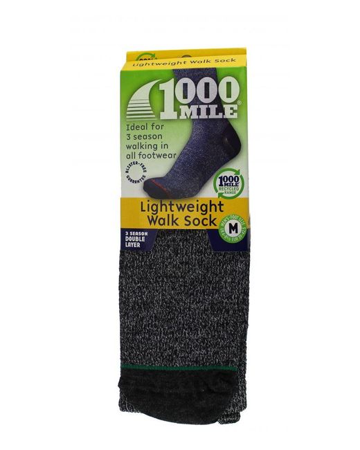 1000 Mile Socks Black Lightweight Walking Repreve Moisture Wicking Anti Blister for men
