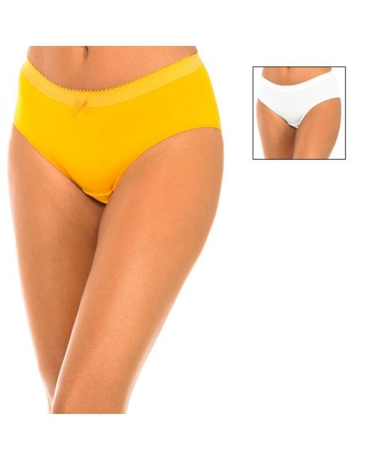 Dim Yellow Pack-2 Elastic And Breathable Fabric Panties D05Dn