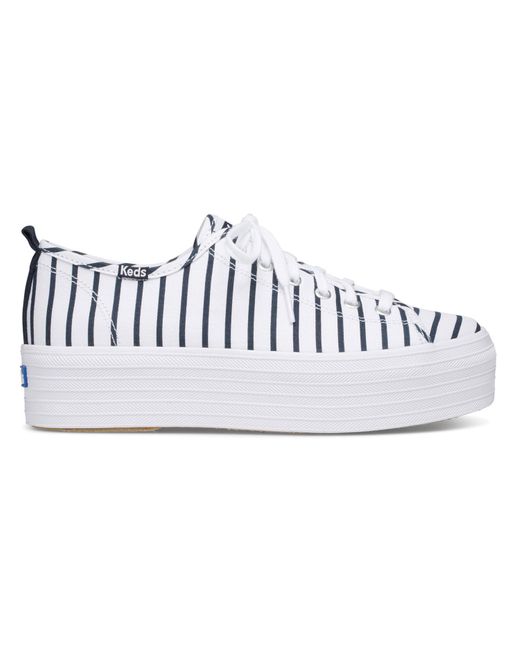 Keds White Triple Up Breton Stripe Canvas & Shoes