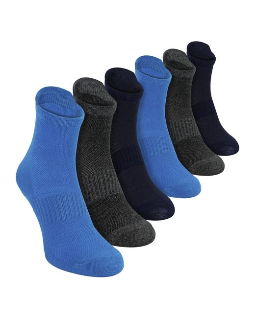 Sock Snob Blue 6 Pack Yoga Pilates Non Slip Socks for men