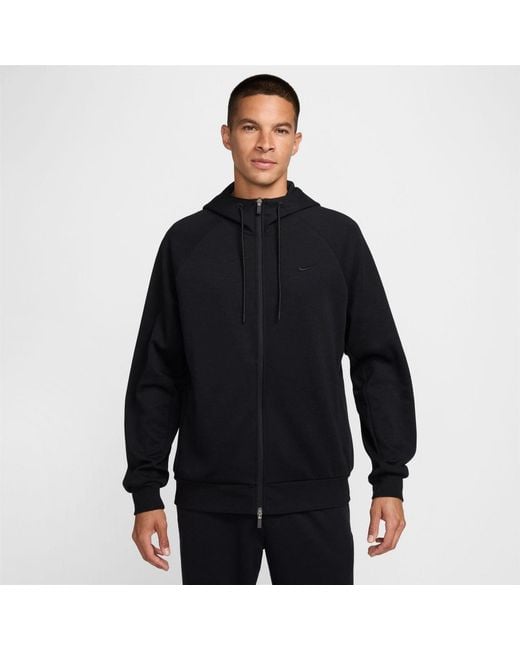 Nike Black Primary Fleece Dri-Fit Uv Full-Zip Performance Hoodie for men