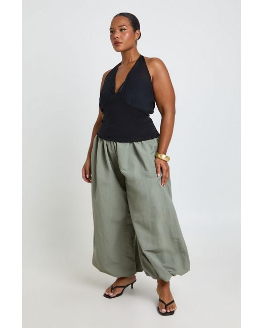 Boohoo Green Plus Mesh Halterneck Bengaline Top