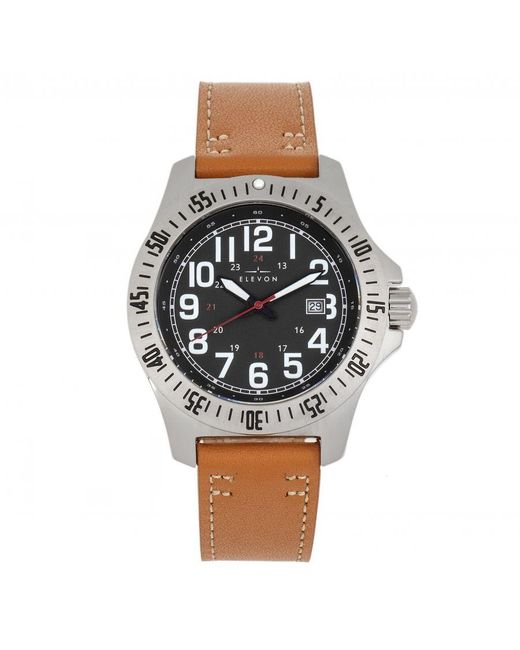 Elevon Watches Natural Aviator Leather-Band Watch W/Date for men