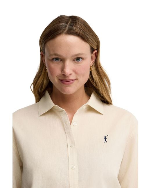 POLO CLUB Natural Long Sleeve Loose Fit Shirt Shirt-L-S26