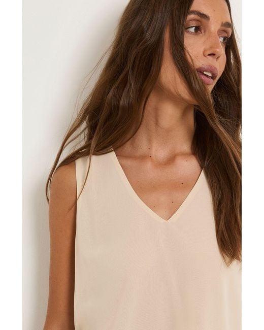 Wallis Natural Chiffon V Neck Cami Top