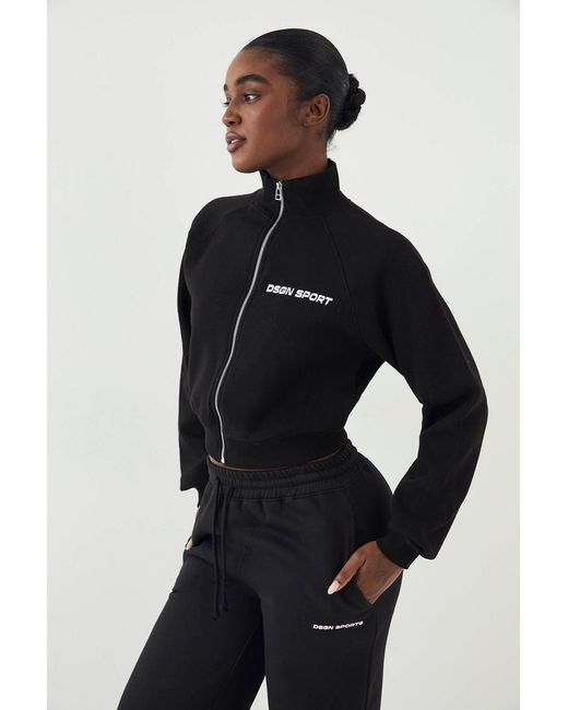 DSGN Studio Black Sport Funnel Neck Raglan Bomver Sweatshirt