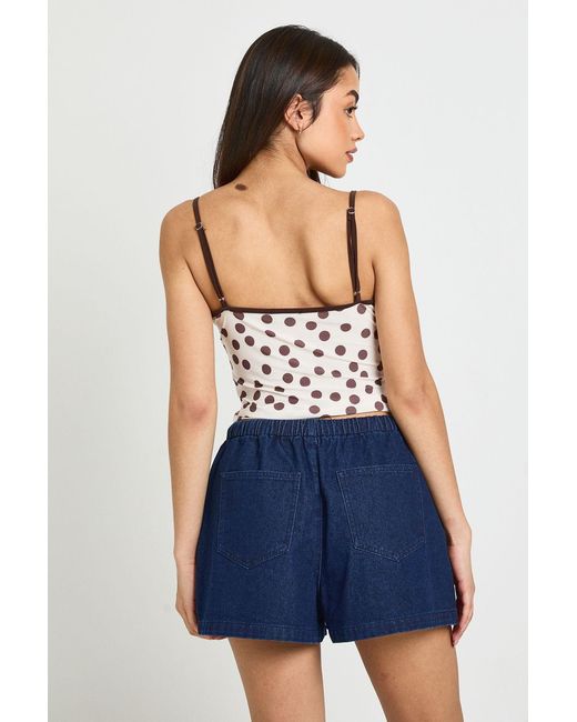 Boohoo Blue Elasticated Waist Denim Shorts