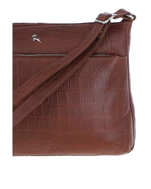 Ashwood Leather Purple 'Bridge' Croc Print Real Shoulder Bag