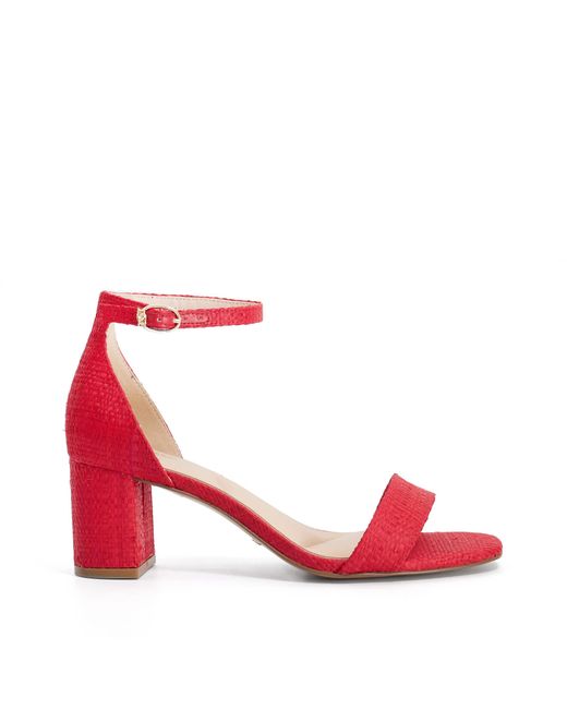 Dune Pink Wf Melins Leather Open Toe Block Heel Shoes