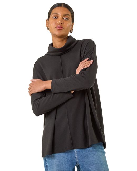 Roman Black Cowl Neck Snit Top