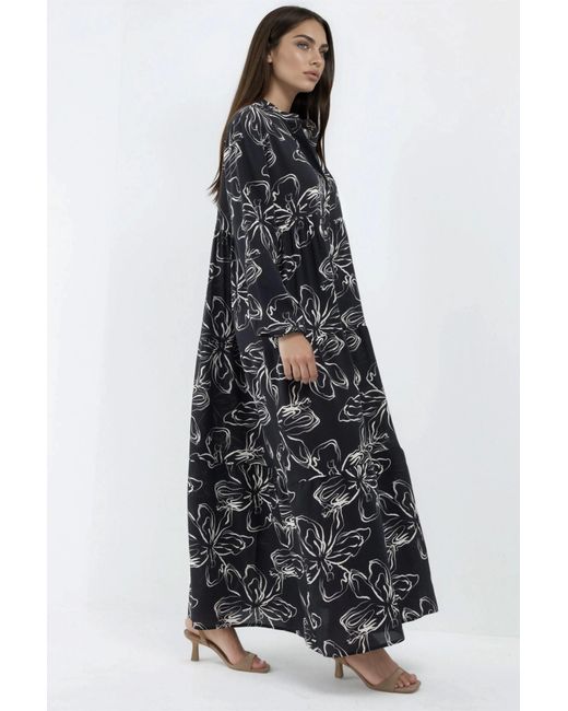 Hiccup Black Comfortable Patterned Maxi Dress