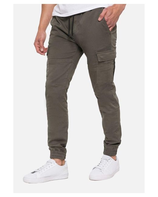 Threadbare Gray Khaki bloomfield Cuffed Cargo Trousers Cotton for men