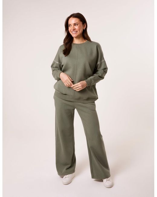 Blue Vanilla Green Diamante Embellished Wide Leg Jogger Set