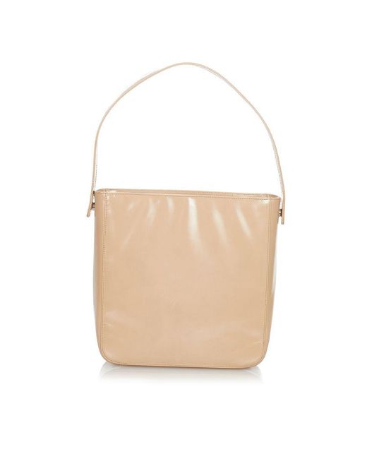 Prada White Vintage Leather Shoulder Bag Brown Calf Leather