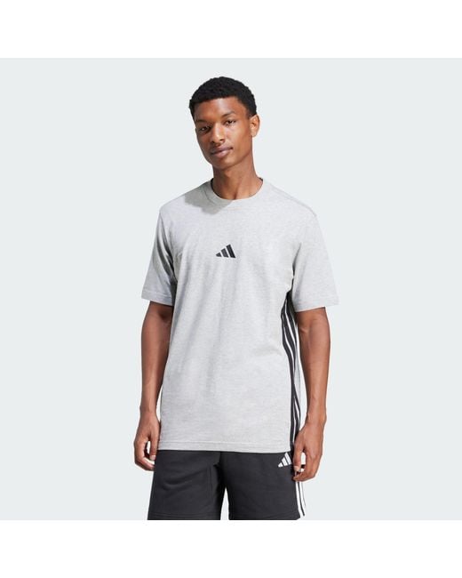 Adidas White Essentials 3-Stripes Single Jersey Tee for men