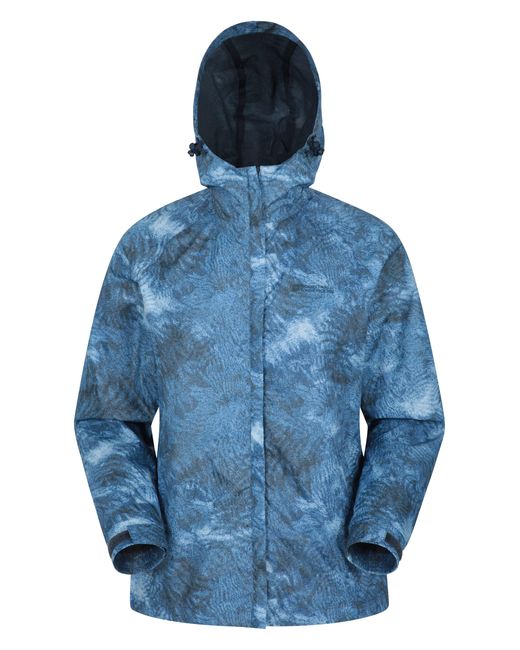 Mountain Warehouse Blue 'Torrent' Printed Jacket With Adjustable Hood Waterproof Coat Polyamide