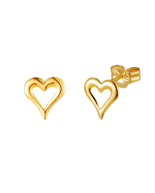 The Jewellery Stockroom Metallic 9Ct 5Mm Pierced Heart Stud Earrings