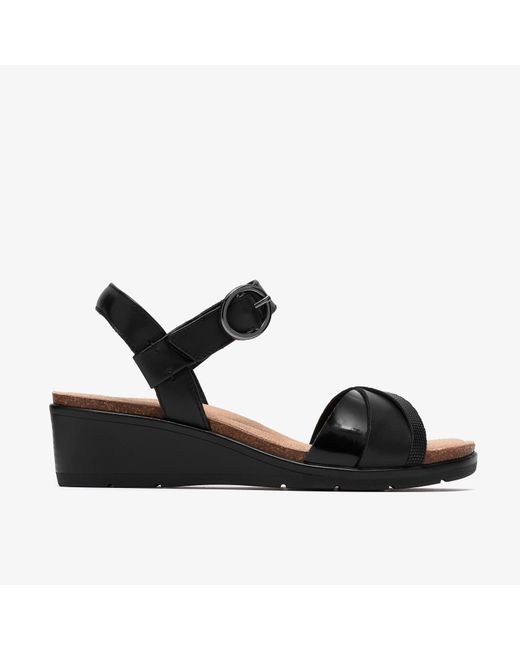 Clarks Black Kacha Twist Leather Sandals