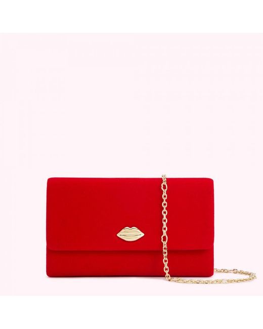 Lulu Guinness Red Solid Lip Velvet Yuki Clutch Bag Lyst UK