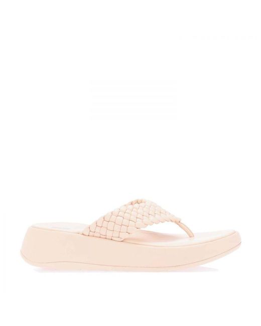 Fitflop Pink Womenss Fit Flop F-Mode Leather Flatform Toe-Post Sandals