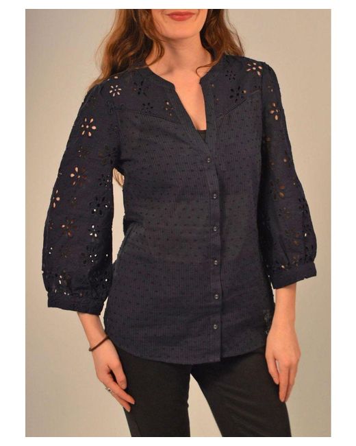 Oasis Blue Broderie Dobby Blouse