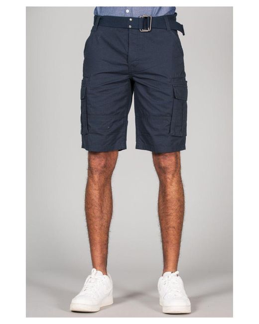 Tokyo Laundry Blue Cotton Cargo Shorts for men