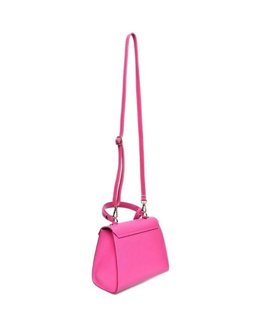 Anna Luchini Tweekleurig Rundleer Tas in het Pink