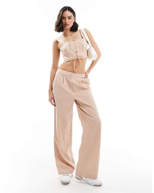 Miss Selfridge Pink Lace Up Corset Crop Top Co Ord