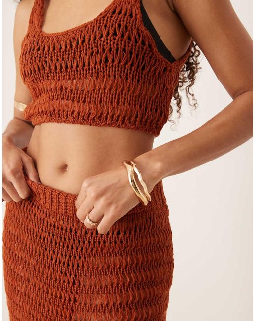ASOS Orange Knitted Beach Maxi Skirt