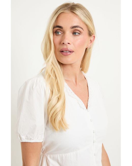 Wallis White Petite Summer Cotton Midi Dress