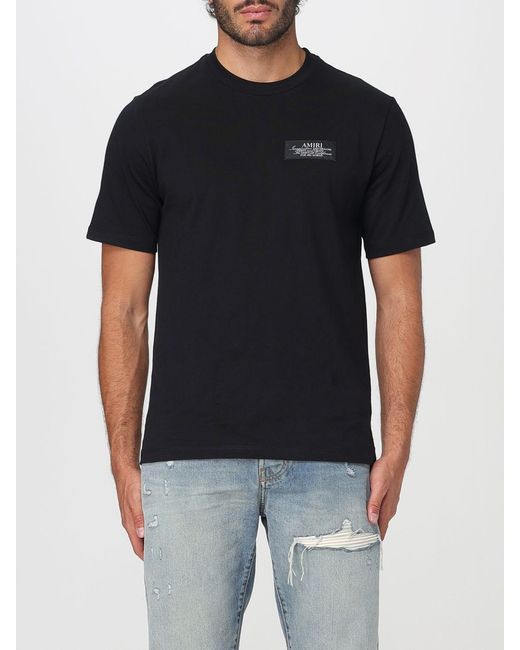 Amiri Black Crew Neck Short Sleeve T-Shirt With Graphic Patch for men