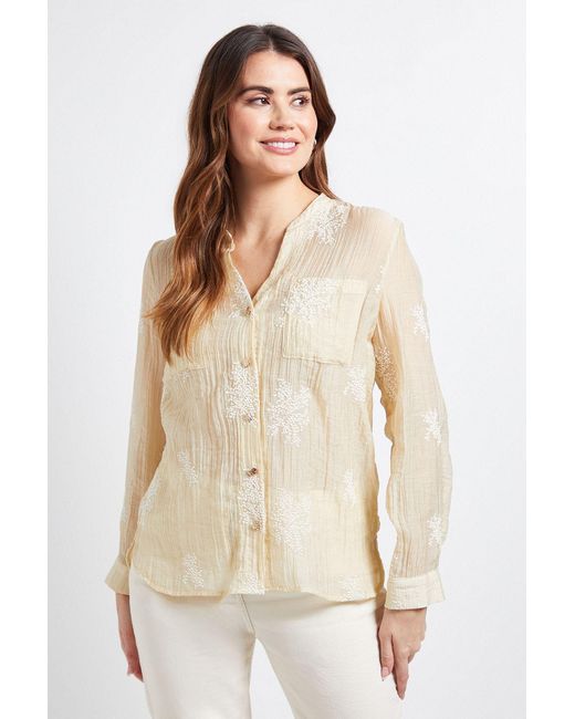 Wallis Natural Embroidered Overhead Shirt