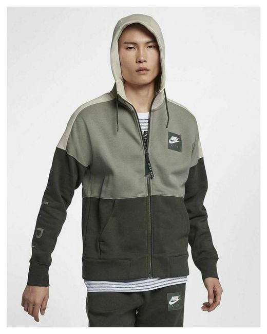 Nike Gray Air Fleece Full Zip Hoodie Cotton for men