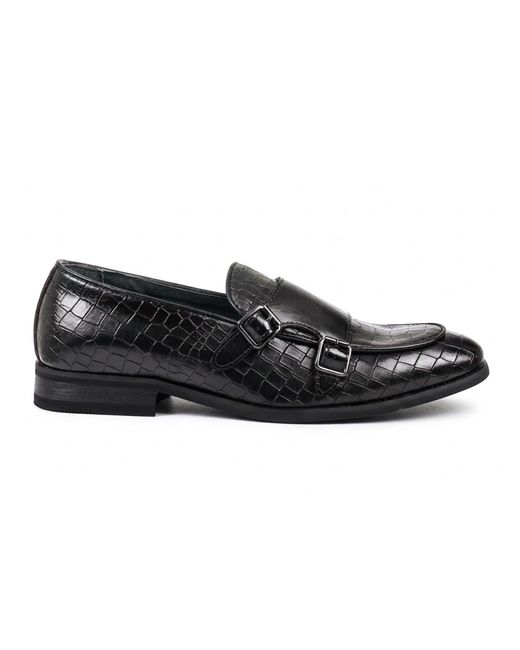 Infinity Leather Black Vegan Double Monk Strap Loafer Shoes Faux Leather for men