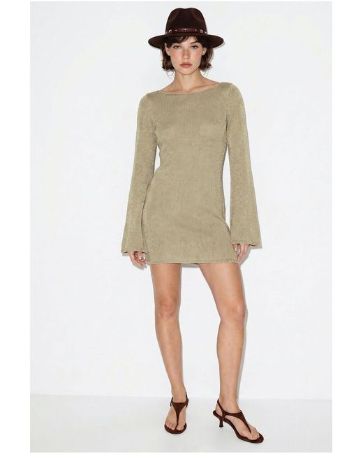 Bianco Lucci Natural Ribbed Knit Mini Dress