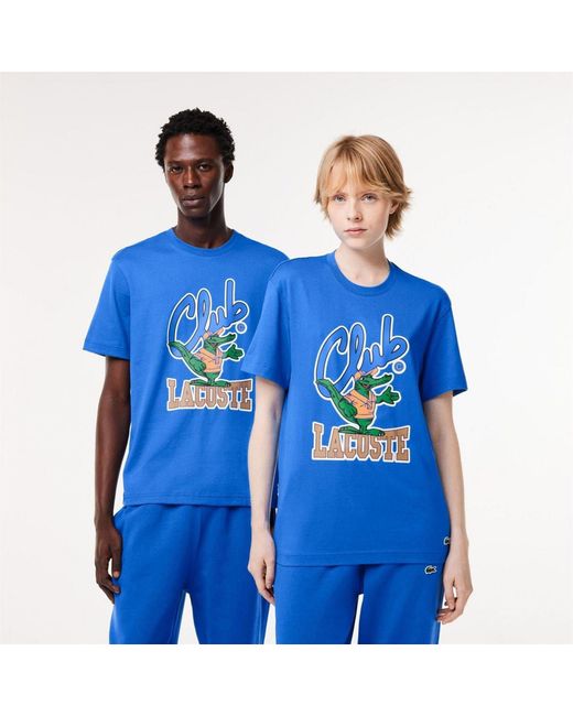 Lacoste Blue Fit Signature Print T Shirt for men