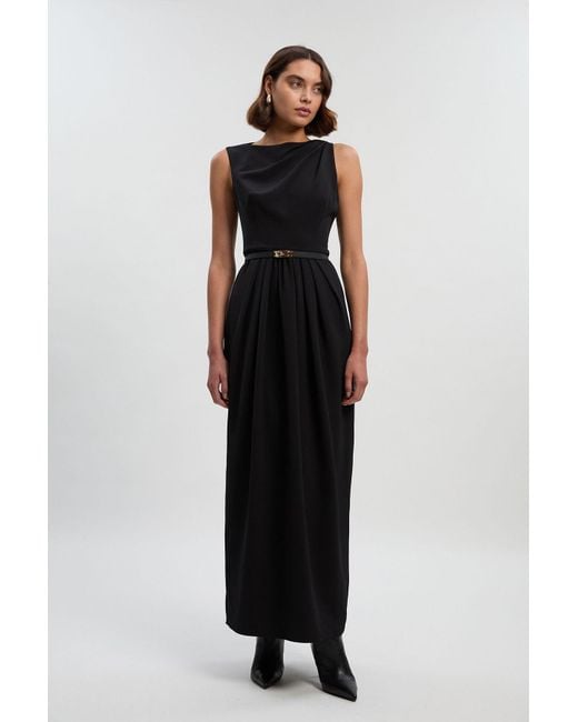 Karen Millen Black Tailored Drape Maxi Dress