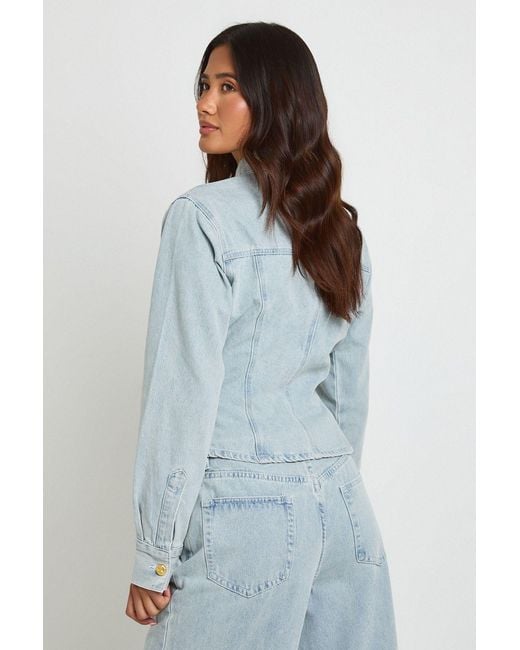 Boohoo Blue Button Denim Shirt