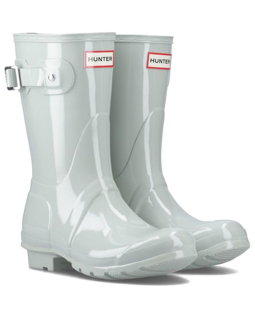 Hunter Blue Original Short Rubber Sea Foam Wellington Boots