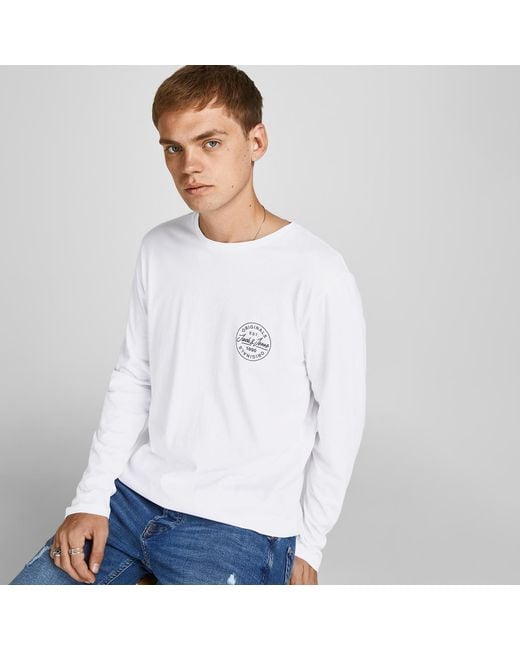 Jack & Jones White Crew Neck Long Sleeve T-Shirts 2 Pack Premium Cotton Xxl for men