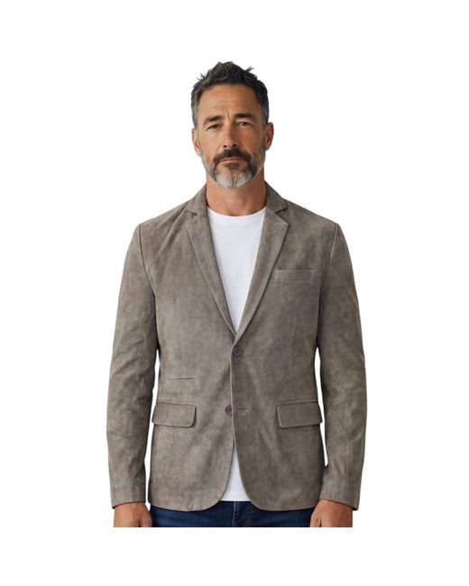 Infinity Leather Gray Italian Suede Blazer Jacket for men