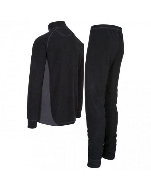 Trespass Black Thriller Thermal Top And Bottom Set