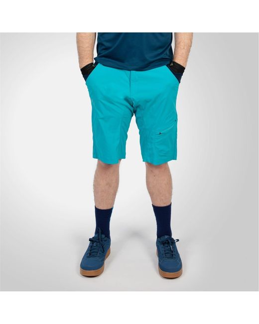 Endura Blue Hummvee Lite Biking Shorts With Snap Button for men